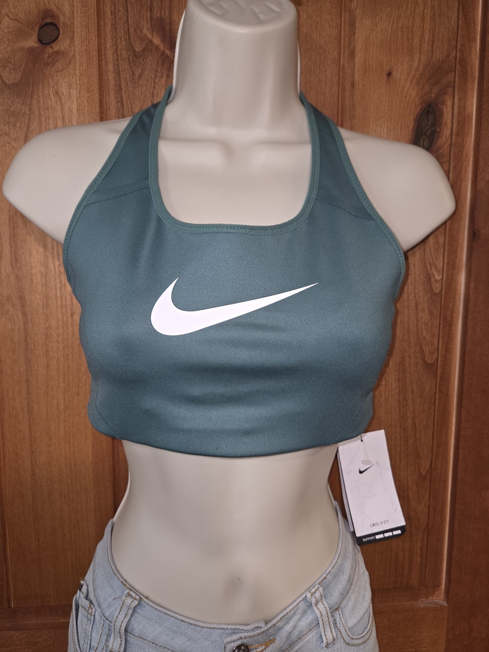 Nike Teal Racerback Sports Bra with White Swoosh
